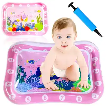Walmart VEGCOO Inflatable Baby Water Mat Infants and Toddlers Tummy Time Mat Toys for 3-24 Months (26×20in) offer