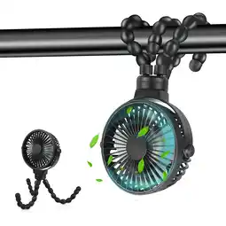Walmart GPED Mini Portable Stroller Fan, Flexible Tripod, 360° Rotation, Battery Operated, Black offer