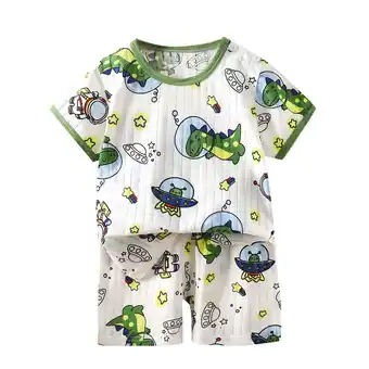 Walmart Cethrio Boys Summer Pajama Sets, Cotton 2 Piece Comfy Soft Boys' Sleepwear Green Size 6Months-9T offer