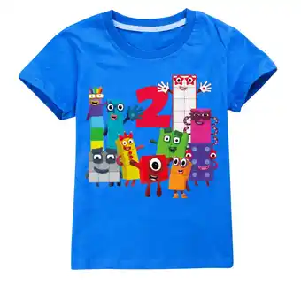 Walmart Numberblocks Printed Tee Anime Shirt Colorful Gaming Graphic T-Shirt For Boys Girls Blue 7-8 Years offer