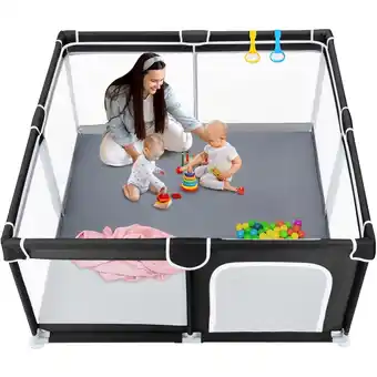 Walmart HDJ Baby Playpen,Play Yard,Baby Playard, Toddler Kids Fence with Anti-Slip Base,47*47,Black offer