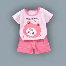 Walmart Cethrio Outfit Sets for Girls, Summer Short Sleeve Casual Shirts and Shorts Set Pink Size 6Months-7T offer