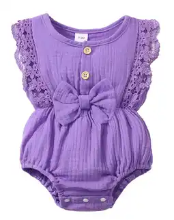 Walmart Actgleam Baby Girl Lace Ruffled Sleeveless Romper Summer Cotton casual Cute Jumpsuit,Purple,12-18M offer