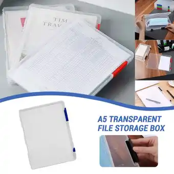 Walmart WQJNWEQ A5 Transparent Storage Box Clear Plastic Document Paper Filling Case File Box Items offer