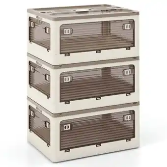 Walmart YYAo 3-Pack Stackable Storage Bins with Lids with 5 Opening Ways-8 Gal offer