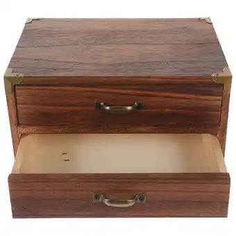 Walmart Qinfelern1 Wooden 2-Compartments Desktop Organizer, Coffee offer