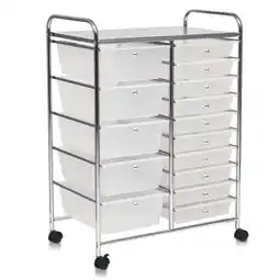 Walmart YYAo Filing Cabinet, File Cabinet, 15 Drawers Rolling Storage Cart Organizer-clear offer