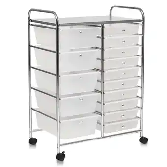 Walmart YYAo Filing Cabinet, File Cabinet, 15 Drawers Rolling Storage Cart Organizer-clear offer