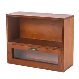 Walmart Desktop Storage Box with Drawer and Open Cabinet Wooden Retro Desk Organizer for Office Bedroom offer
