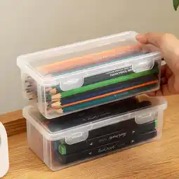 Walmart SDJMA Plastic Pencil Case with Snap-Tight Lid, Transparent offer