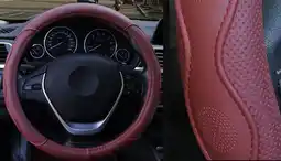 Walmart 38cm Steering Wheel Cover For Most Car Burgundy Dynamic Fiber Leather Embossed offer