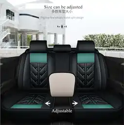 Walmart Full Set Universal Car Seat Cover Front+Rear Protector Black & Green Leather US offer