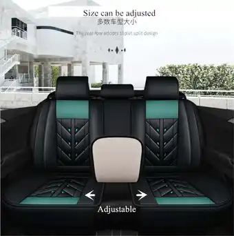 Walmart Full Set Universal Car Seat Cover Front+Rear Protector Black & Green Leather US offer