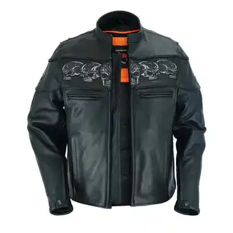 Walmart Daniel Smart S to 6XL Men Motorcycle Leather Jacket Reflective Skull Design Leather Jacket for Man offer