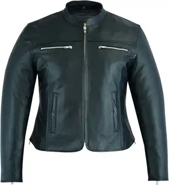 Walmart Daniel Smart XS to 5XL Classic Women Motorcycle Leather Jacket with Mandarin collar stripe detailing offer