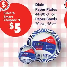 Family Dollar Dixie Paper Plates 44-90 ct. or Paper Bowls 20 oz., 56 ct offer