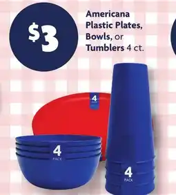 Family Dollar Americana Plastic Plates, Bowls, or Tumblers offer