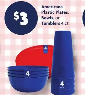 Family Dollar Americana Plastic Plates, Bowls, or Tumblers offer