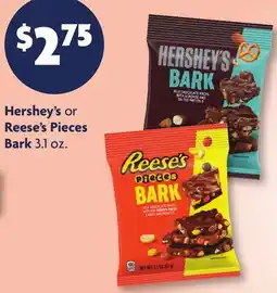 Family Dollar Hershey's or Reese's Pieces Bark offer