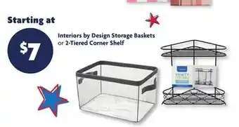 Family Dollar Interiors by Design Storage Baskets or 2-Tiered Corner Shelf offer