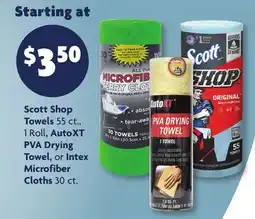 Family Dollar Scott Shop Towels 55 ct., 1 Roll, AutoXT PVA Drying Towel, or Intex Microfiber Cloths 30 ct offer