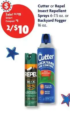 Family Dollar Cutter or Repel Insect Repellent Sprays 6-7.5 oz. or Backyard Fogger 16 oz offer