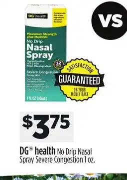 Dollar General DG health No Drip Nasal Spray Severe Congestion offer