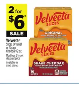 Dollar General Velveeta Slices Original or Sharp Cheddar offer
