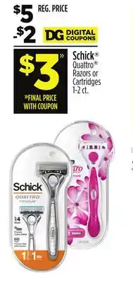 Dollar General Schick Quattro Razors or Cartridges offer