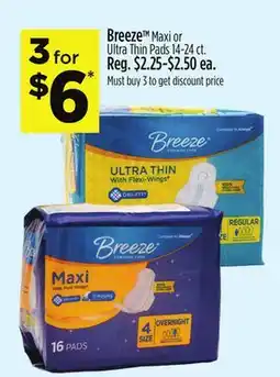 Dollar General Breeze TM Maxi or Ultra Thin Pads offer