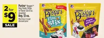 Dollar General Purina Beggin' Dog Treats Strips or Flavor Stix offer