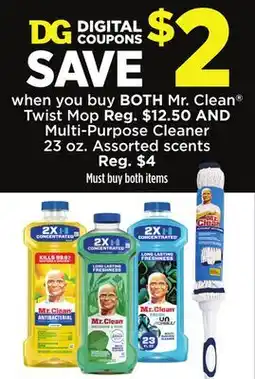 Dollar General Mr. Clean Twist Mop Multi Cleaner offer