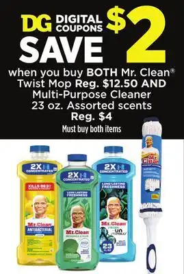 Dollar General Mr. Clean Twist Mop Multi Cleaner offer