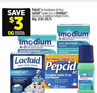 Dollar General Pepcid or Lactaid or Imodium offer