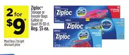 Dollar General Ziploc Storage or Freezer Bags Gallon or Quart 19-30 ct offer