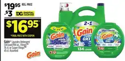 Dollar General Gain Laundry Detergent 134 Load/194 oz., Flings!TM 76 ct., or Super Flings!TM 45 ct offer