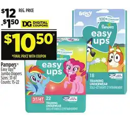 Dollar General Pampers Easy Ups Jumbo Diapers offer