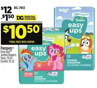 Dollar General Pampers Easy Ups Jumbo Diapers offer