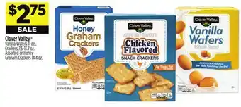 Dollar General Clover Valley Vanilla Wafers 11 oz., Crackers 7.5-13.7 oz. Assorted or Honey Graham Crackers 14.4 oz offer