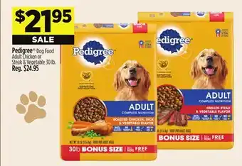 Dollar General Pedigree Dog Food Adult Chicken or Steak & Vegetable offer
