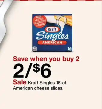Target Kraft Singles 16-ct. American cheese slices offer