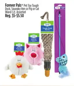 Dollar General Forever Pals Pet Toy Tough Duck, Squeaky Hen or Pig or Cat Wand offer