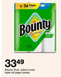 Target Bounty 12-pk. select-a-size triple roll paper towels offer
