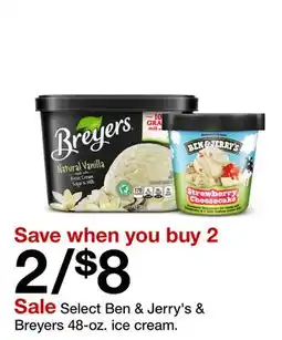 Target Select Ben & Jerry's & Breyers 48-oz. ice cream offer