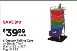 Michaels 5-Drawer Rolling Cart by Simply Tidy offer