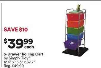 Michaels 5-Drawer Rolling Cart by Simply Tidy offer