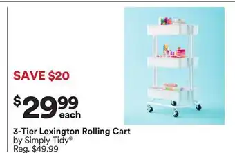 Michaels 3-Tier Lexington Rolling Cart by Simply Tidy offer