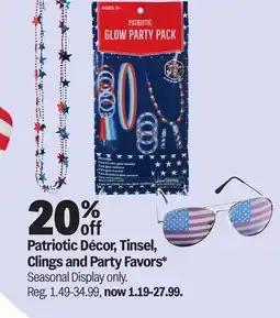 Meijer Patriotic Décor, Tinsel, Clings and Party Favors offer