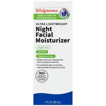 Walgreens Ultra Lightweight Night Facial Moisturizer Fragrance Free offer