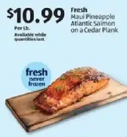 Aldi Fresh maui pineapple atlantic salmon on a cedar plank offer